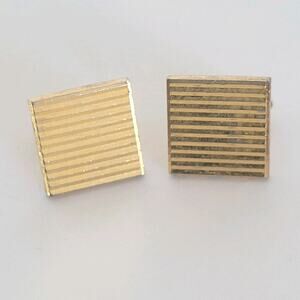 Royal Windsor Gold Tone Logo Cufflinks‎ Vintage Square Retro Designer Bullet